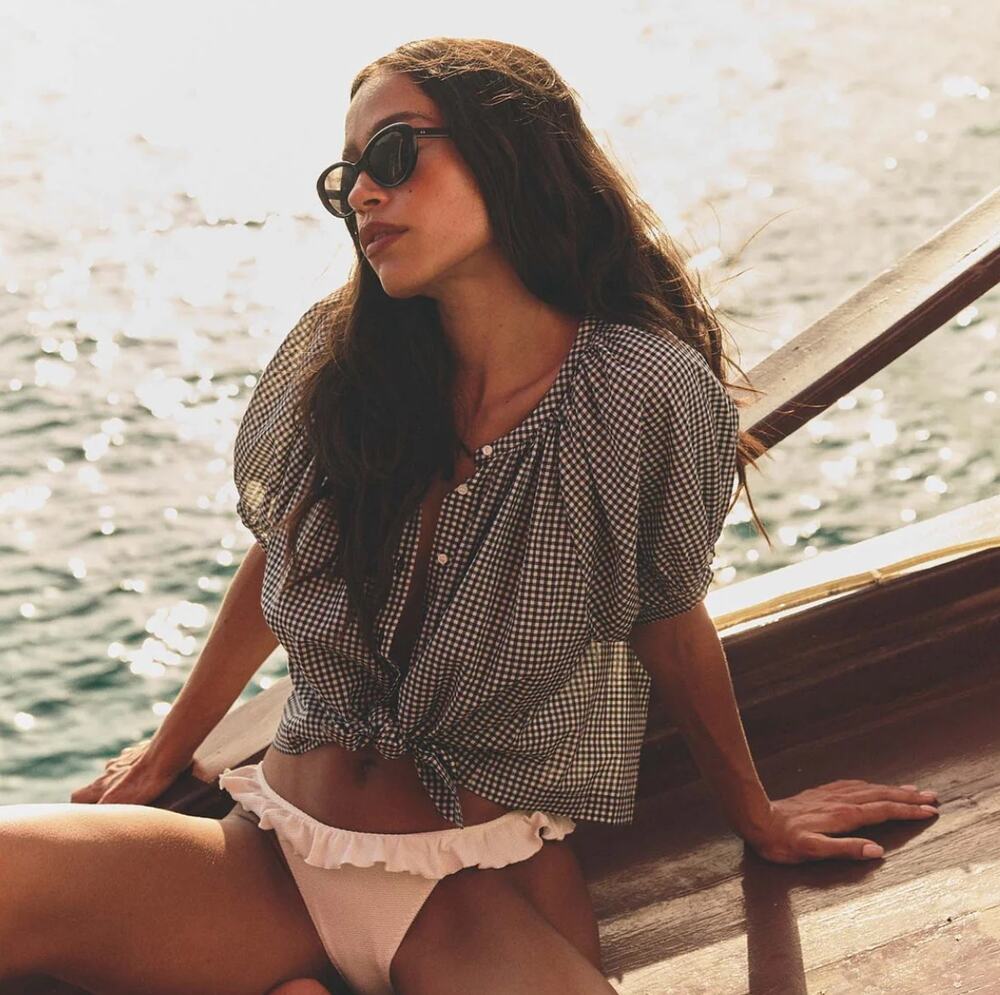 DÔEN JUNE TOP IN NOIR LA MADDALENA GINGHAM